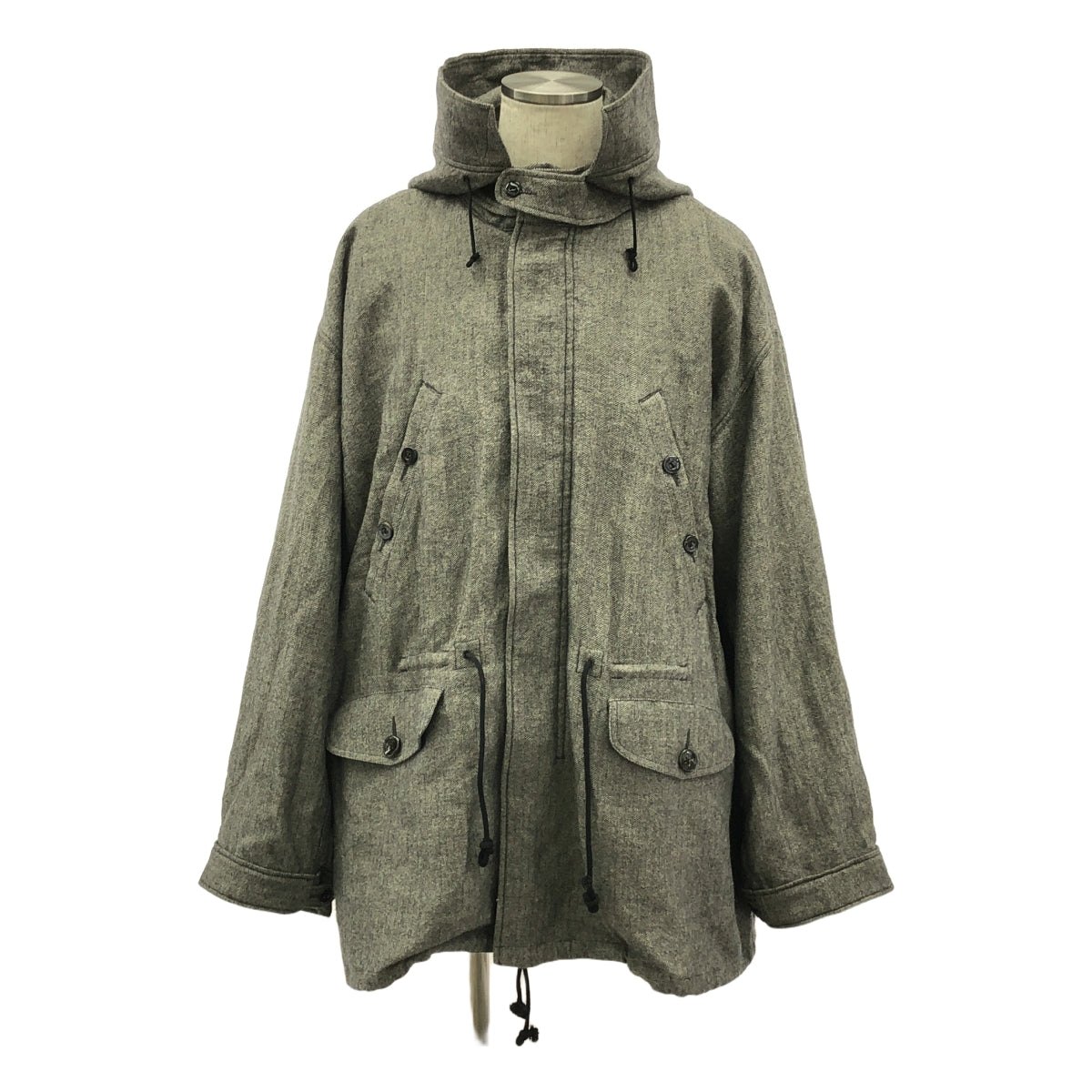 【美品】  kaval / カヴァル | ヘリンボーン オーバーモッズコート / フード・フリースライナー着脱可 | M | グレー | メンズ