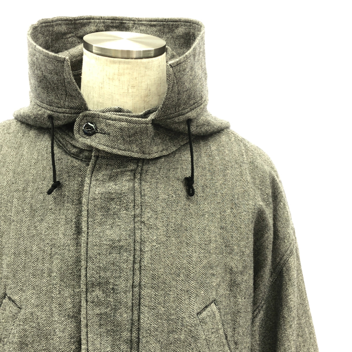 【美品】  kaval / カヴァル | ヘリンボーン オーバーモッズコート / フード・フリースライナー着脱可 | M | グレー | メンズ