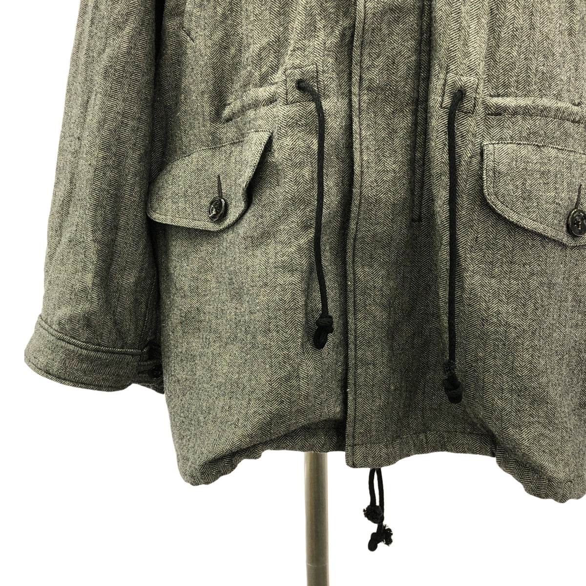 【美品】  kaval / カヴァル | ヘリンボーン オーバーモッズコート / フード・フリースライナー着脱可 | M | グレー | メンズ