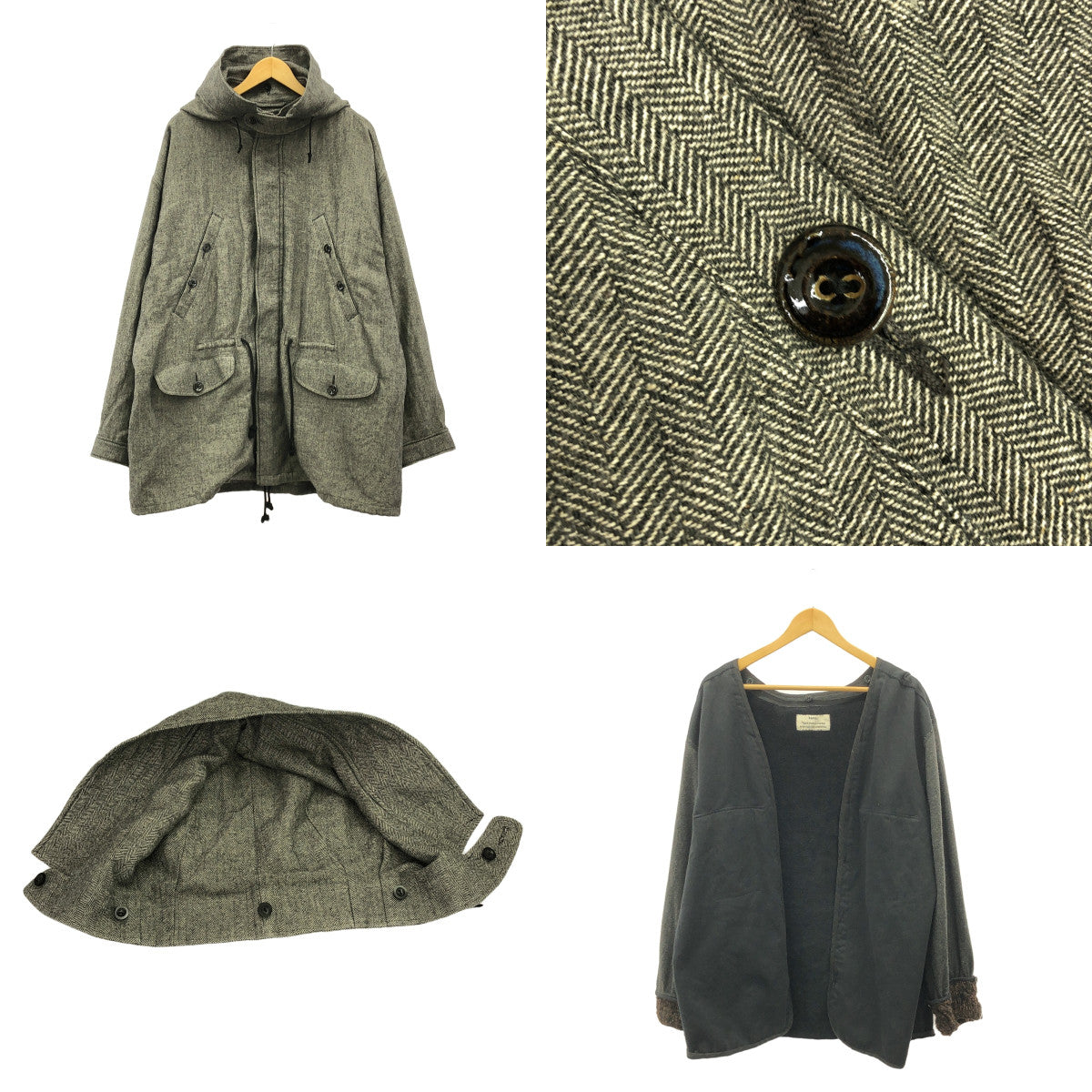 【美品】  kaval / カヴァル | ヘリンボーン オーバーモッズコート / フード・フリースライナー着脱可 | M | グレー | メンズ