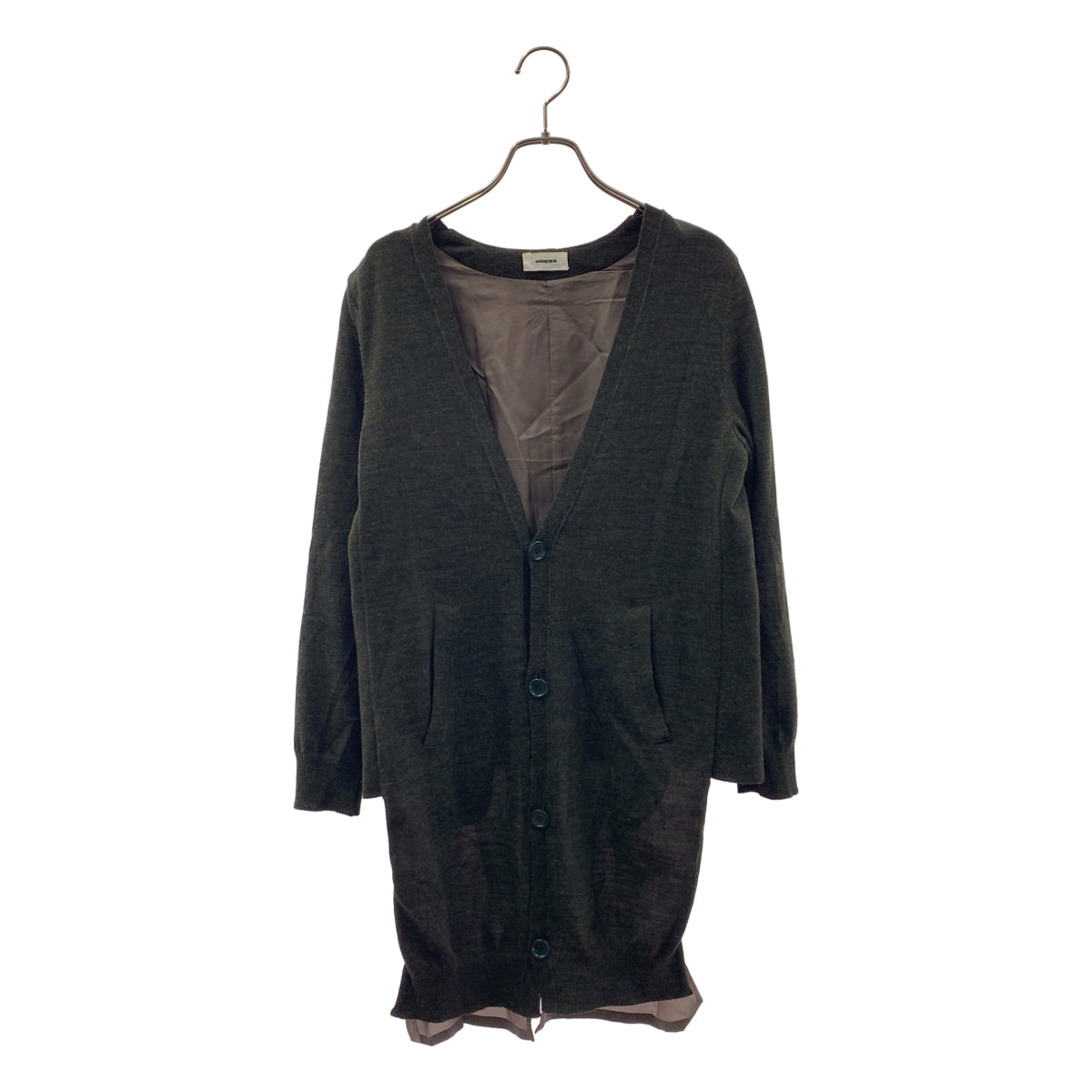 UNDER COVER  / アンダーカバー | ウール キュプラ 切替 Vネック カーディガン | 3 | カーキ | レディース