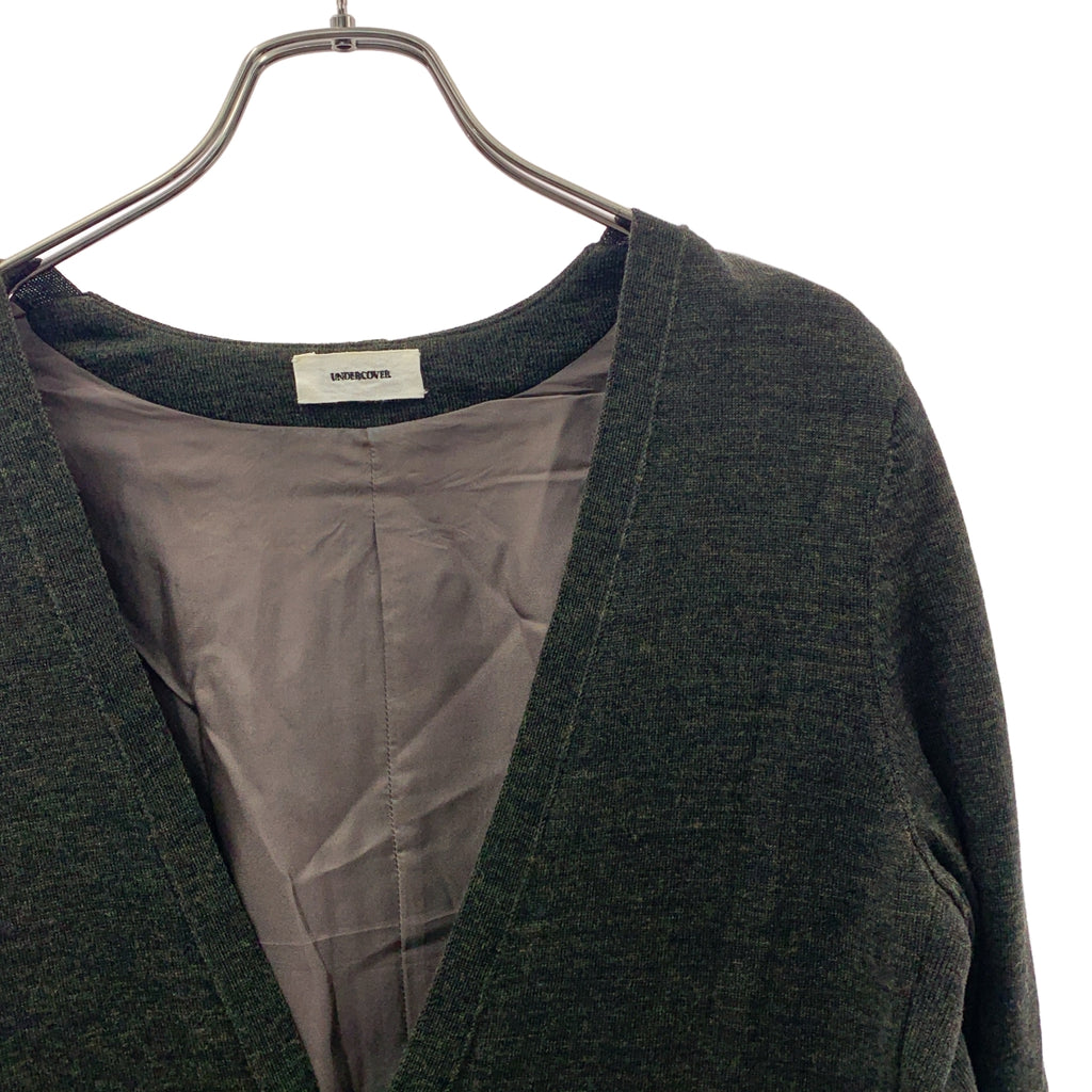UNDER COVER  / アンダーカバー | ウール キュプラ 切替 Vネック カーディガン | 3 | カーキ | レディース