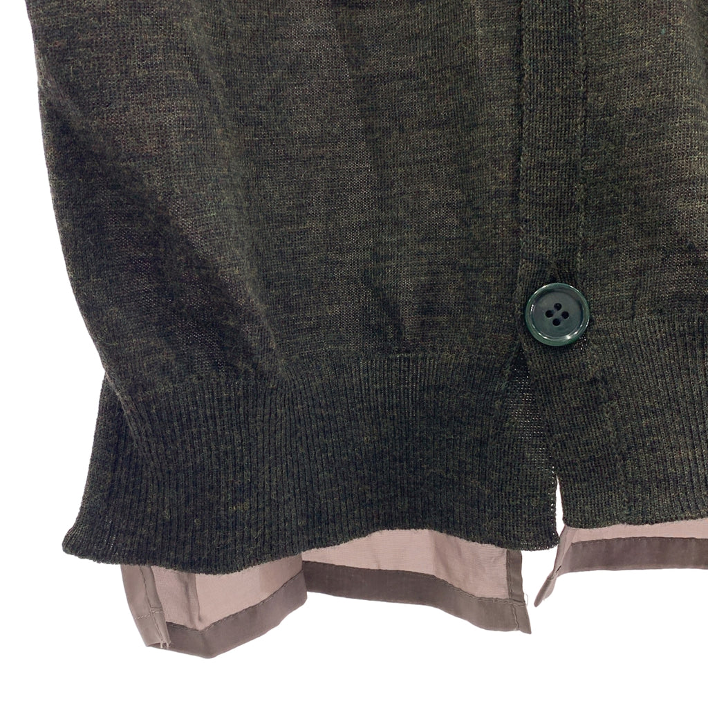 UNDER COVER  / アンダーカバー | ウール キュプラ 切替 Vネック カーディガン | 3 | カーキ | レディース