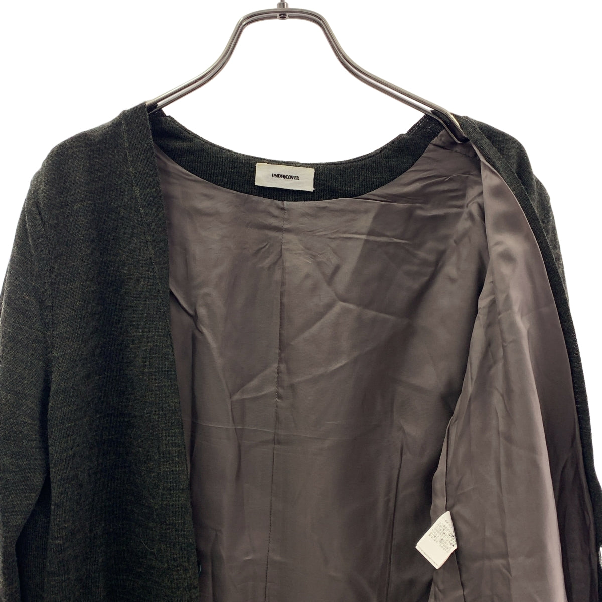 UNDER COVER  / アンダーカバー | ウール キュプラ 切替 Vネック カーディガン | 3 | カーキ | レディース