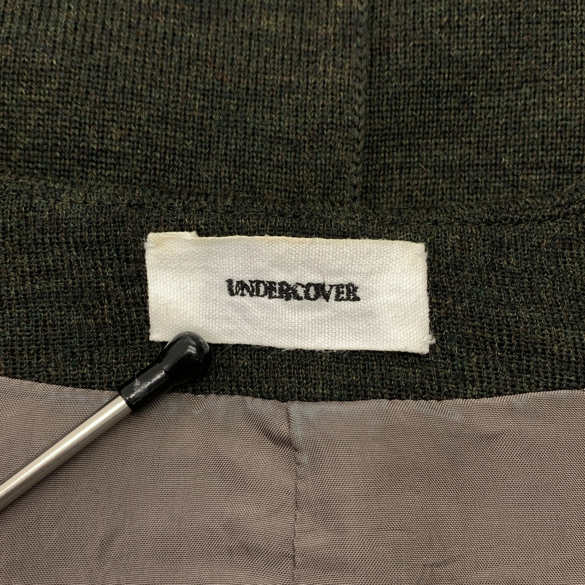UNDER COVER  / アンダーカバー | ウール キュプラ 切替 Vネック カーディガン | 3 | カーキ | レディース