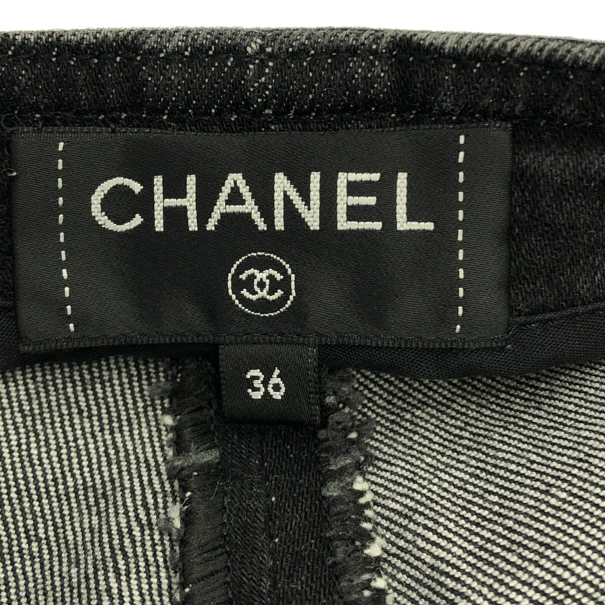 CHANEL / シャネル | ココマークジップ ビジュー装飾 デニムパンツ | 36 | ブラック | レディース