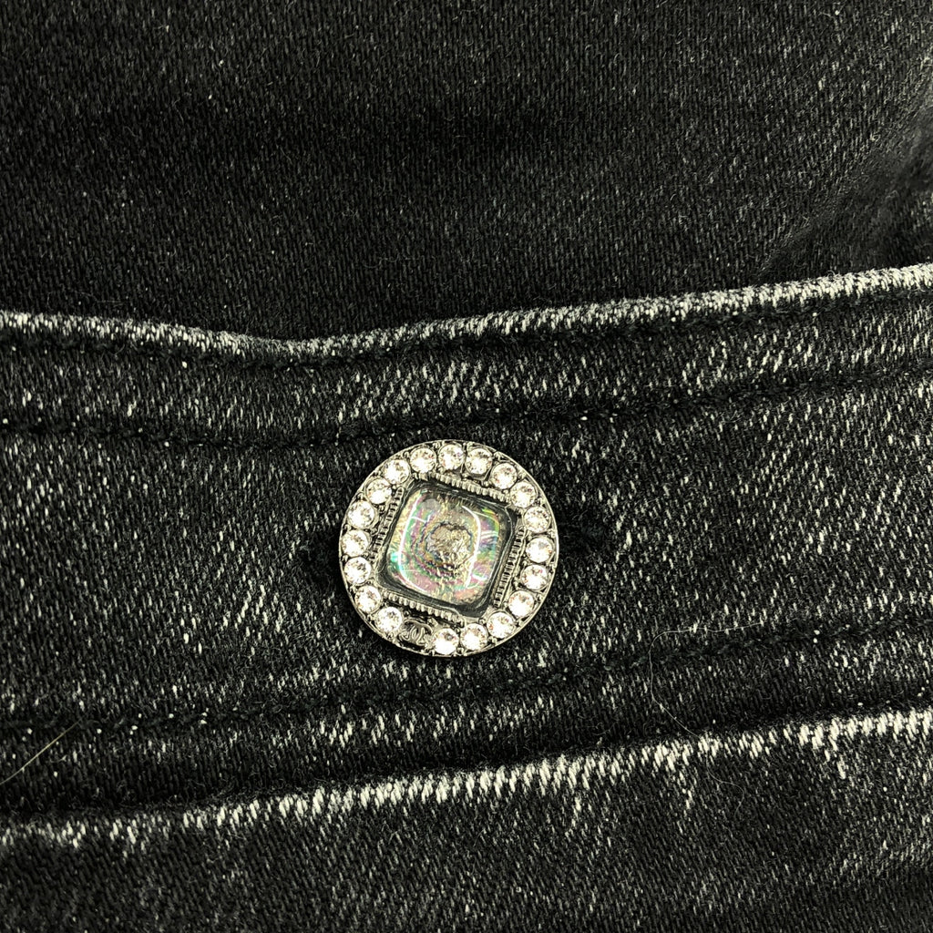 CHANEL / シャネル | ココマークジップ ビジュー装飾 デニムパンツ | 36 | ブラック | レディース