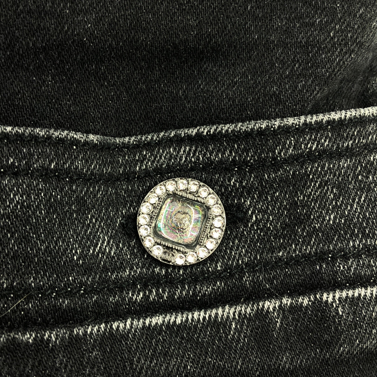 CHANEL / シャネル | ココマークジップ ビジュー装飾 デニムパンツ | 36 | ブラック | レディース