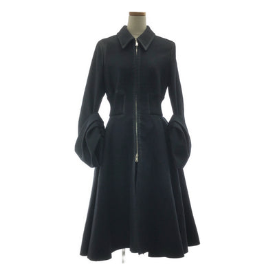 PRADA / プラダ | ウール ロゴジップ ボリュームスリーブ リブ ボリューム ロングコート | 40 | レディース
