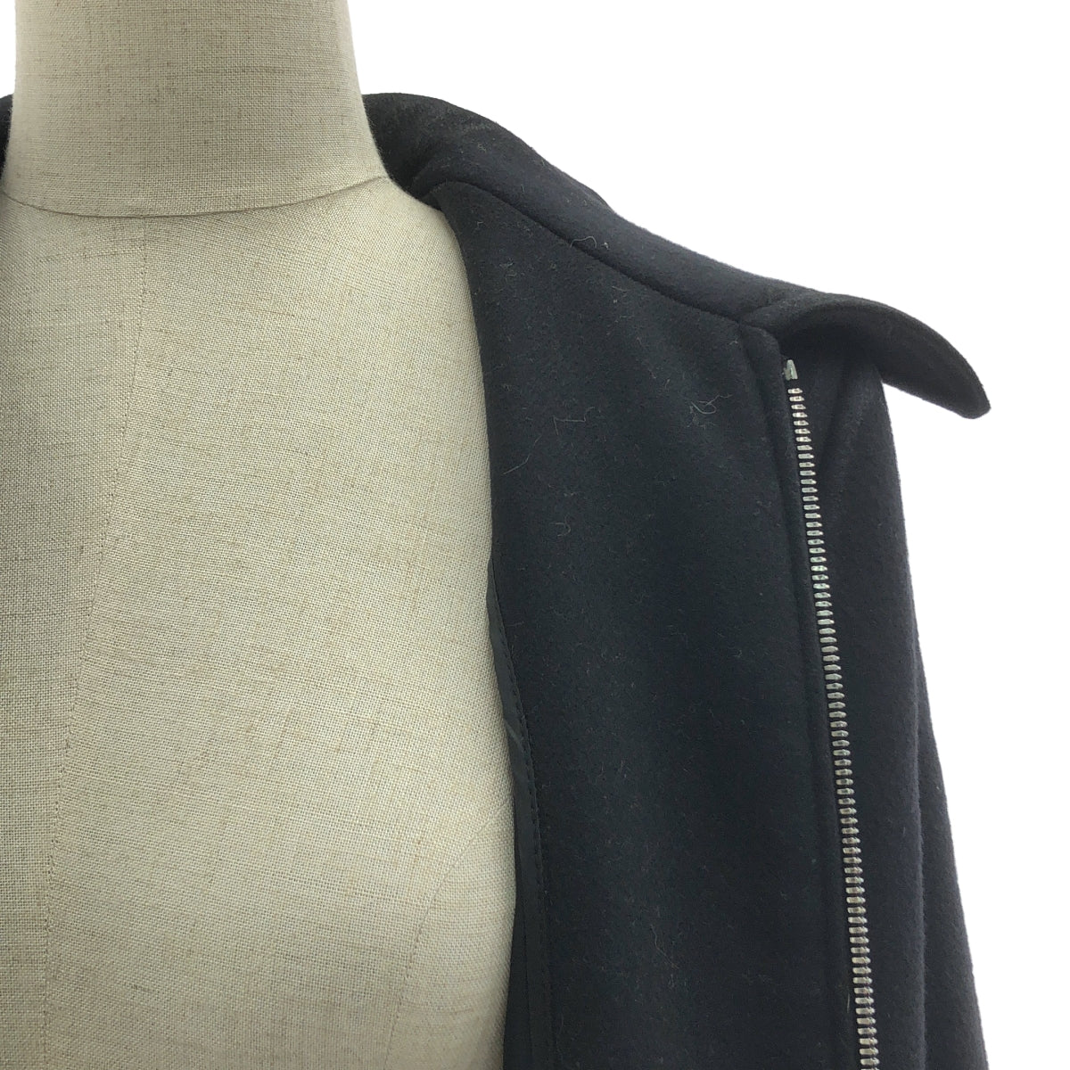 PRADA / プラダ | ウール ロゴジップ ボリュームスリーブ リブ ボリューム ロングコート | 40 | レディース