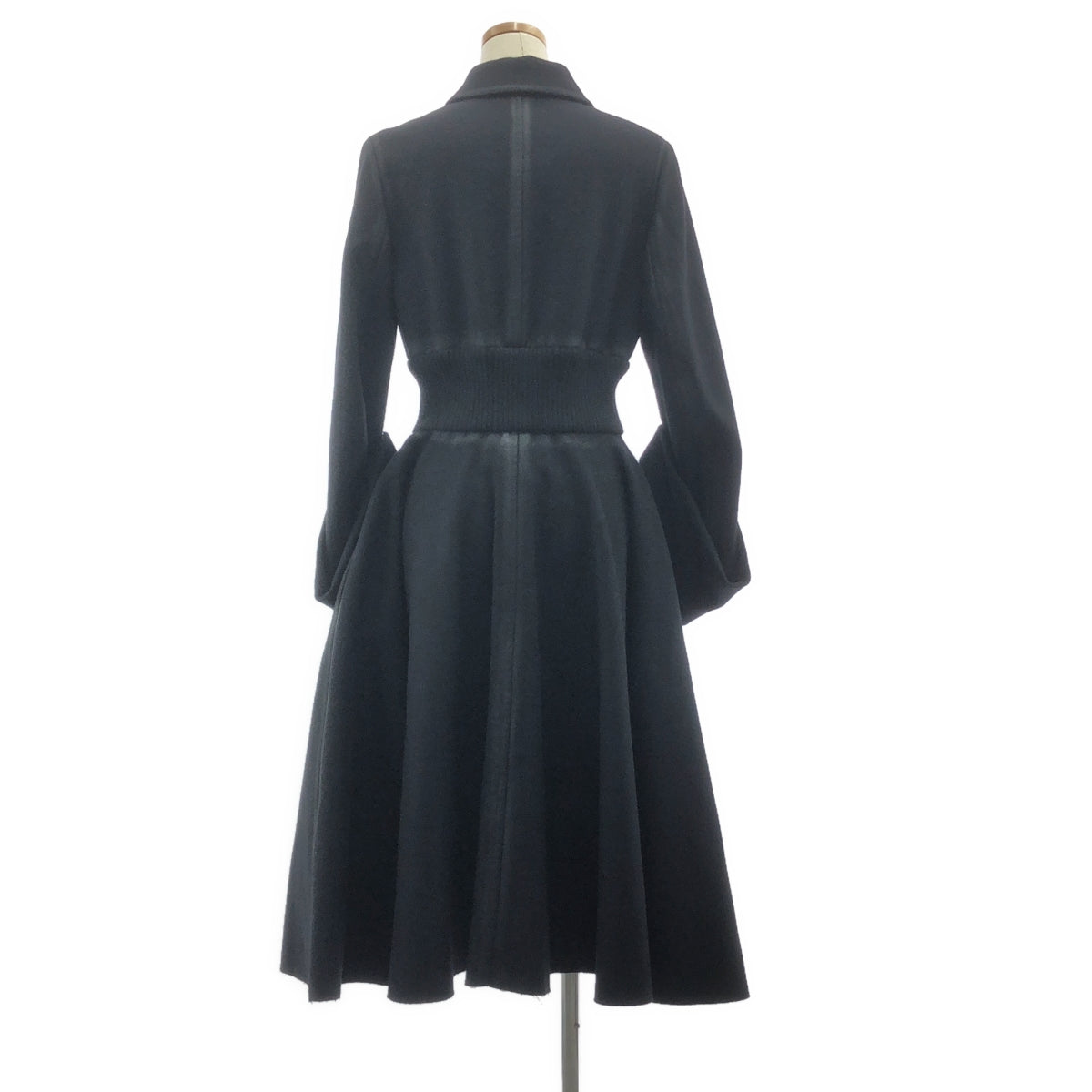PRADA / プラダ | ウール ロゴジップ ボリュームスリーブ リブ ボリューム ロングコート | 40 | レディース