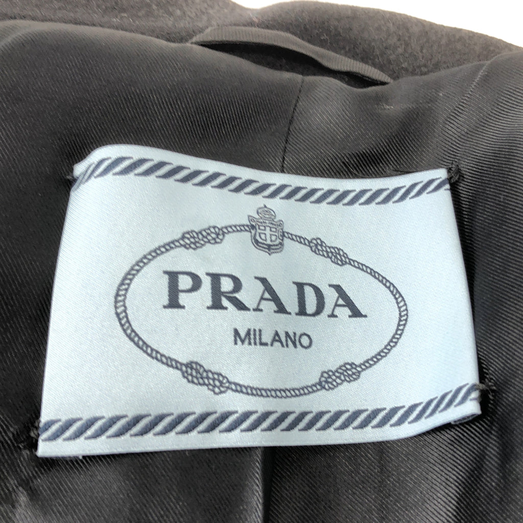 PRADA / プラダ | ウール ロゴジップ ボリュームスリーブ リブ ボリューム ロングコート | 40 | レディース