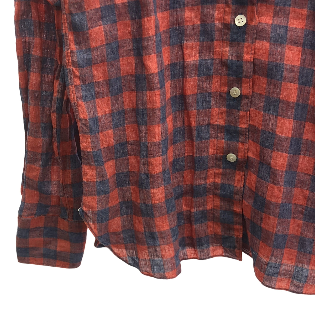 菲納莫爾 |亞麻格紋標準襯衫 | 38 |粉紅/紅/藍 |女的