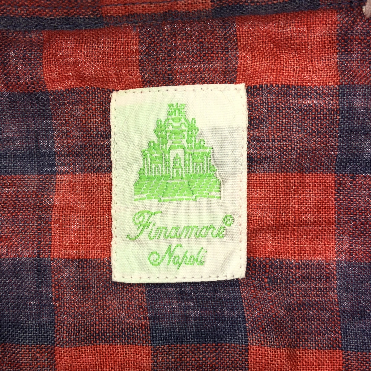 菲納莫爾 |亞麻格紋標準襯衫 | 38 |粉紅/紅/藍 |女的