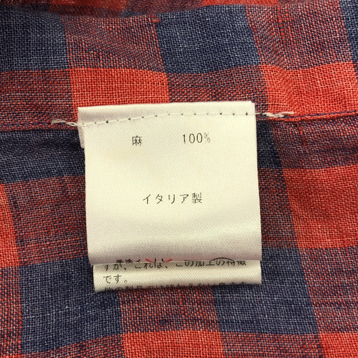 finamore / フィナモレ | リネン チェック スタンダードシャツ | 38 | ピンクレッド/ブルー | レディース