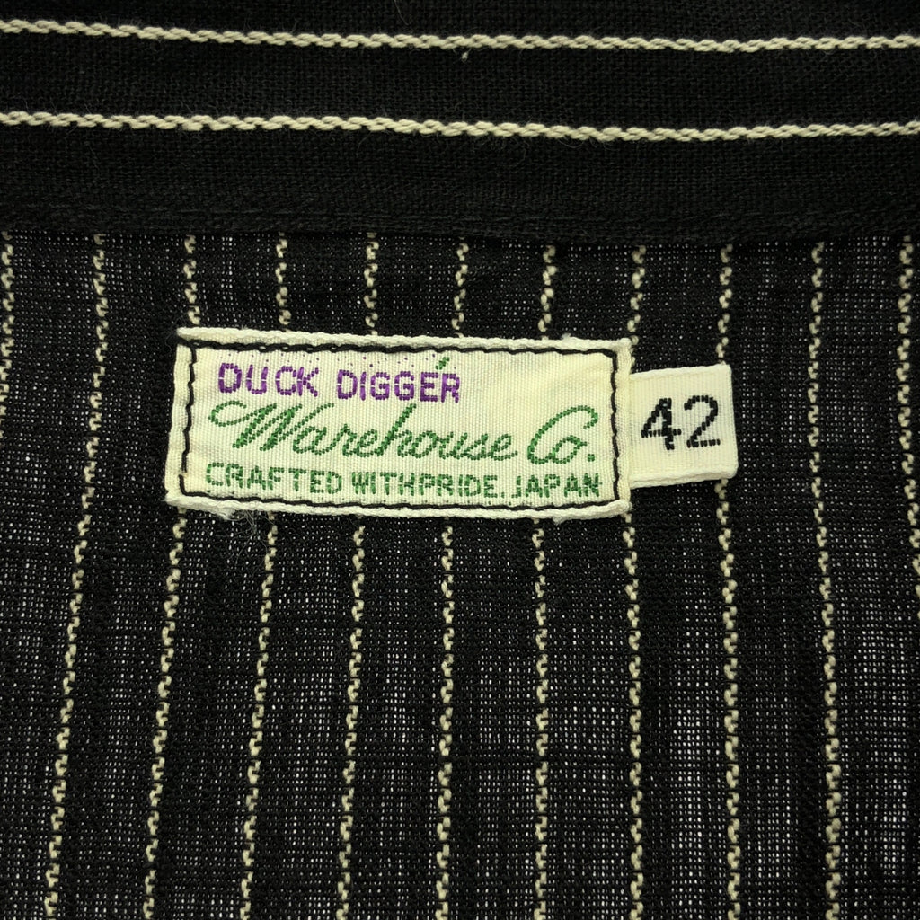 WAREHOUSE / ウエアハウス | Lot 3045 Stripe Pullover Shirts / ビッグシルエット プルオーバー シャツ | 42 | ブラック/ホワイト | メンズ