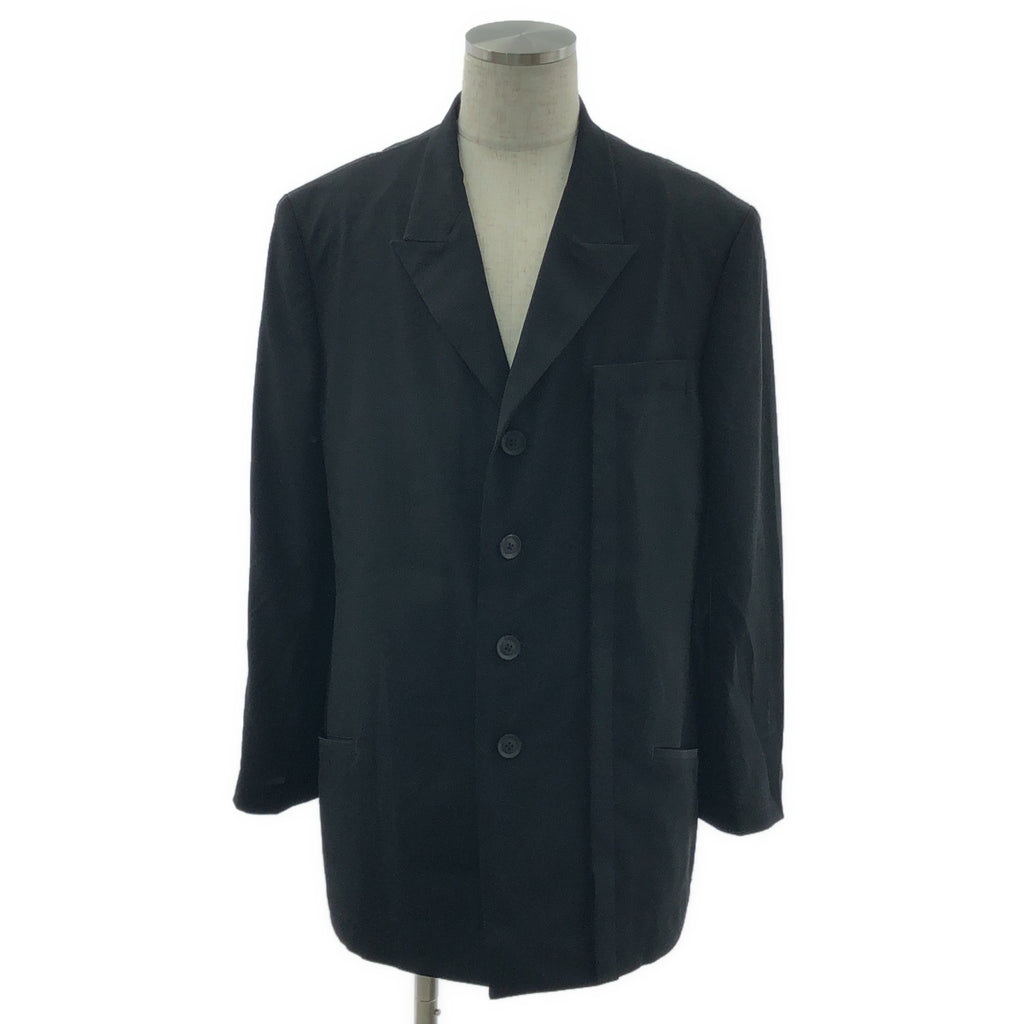【美品】  YOHJI YAMAMOTO POUR HOMME / ヨウジヤマモトプールオム | 2025SS | TA TUXEDO BUTTON DETAIL JACKET / 左比翼袖釦付き TAタキシード ジャケット / 総裏地 | 2 | ブラック | メンズ
