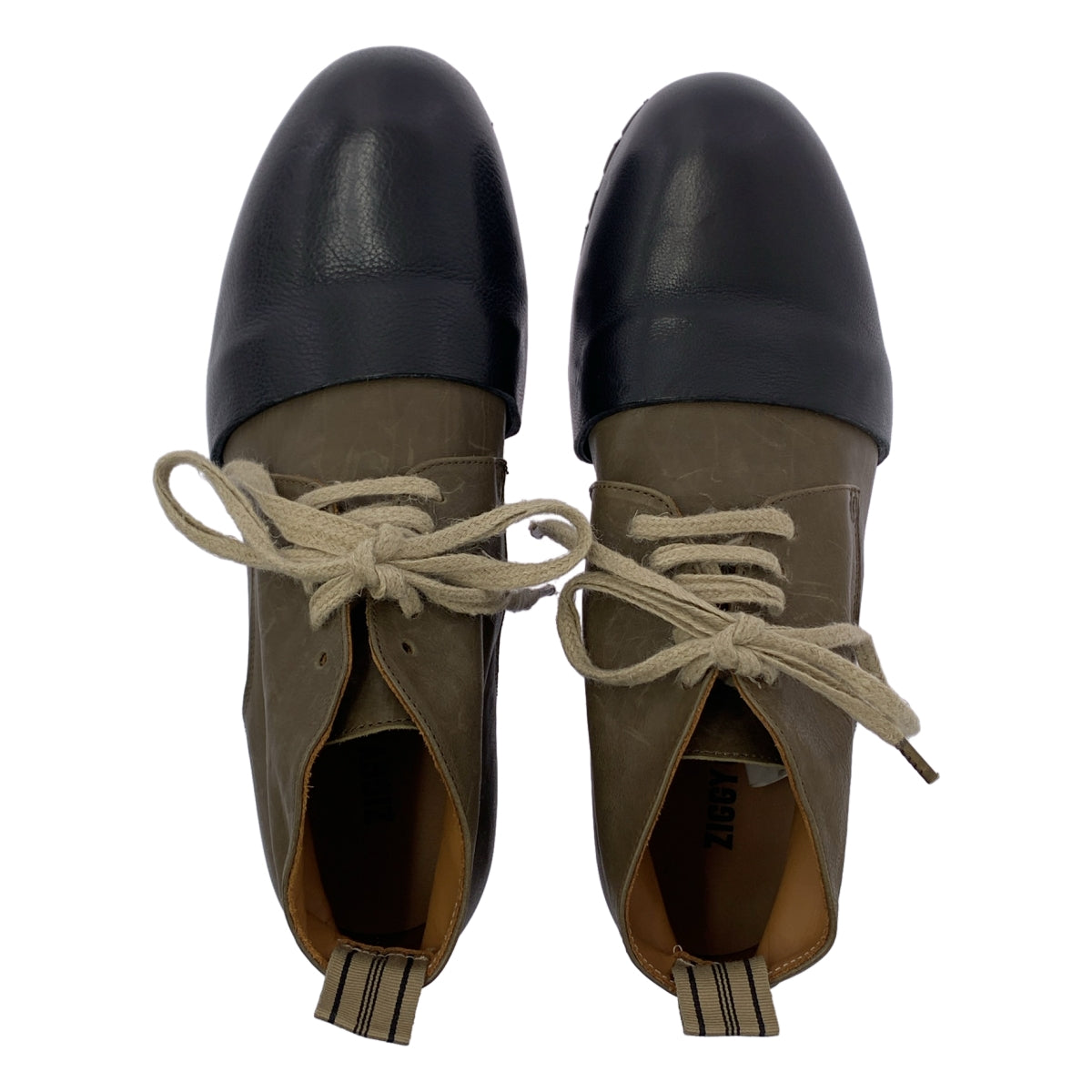 [미품] ziggy chen / 지기첸 | 2024AW | Mens Mid Boots / 가죽 레이스 업 부츠 가죽 신발 | 42 | 블랙 / 브라운 | 남성