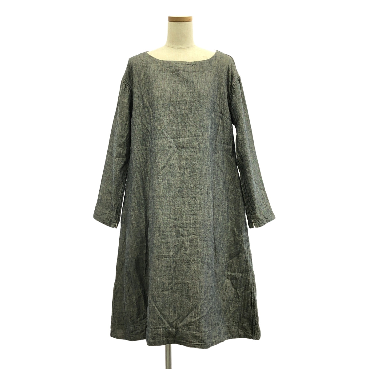 45r / フォーティファイブアール | コットン ノーカラー デニム ワンピース | S | ブルー | レディース