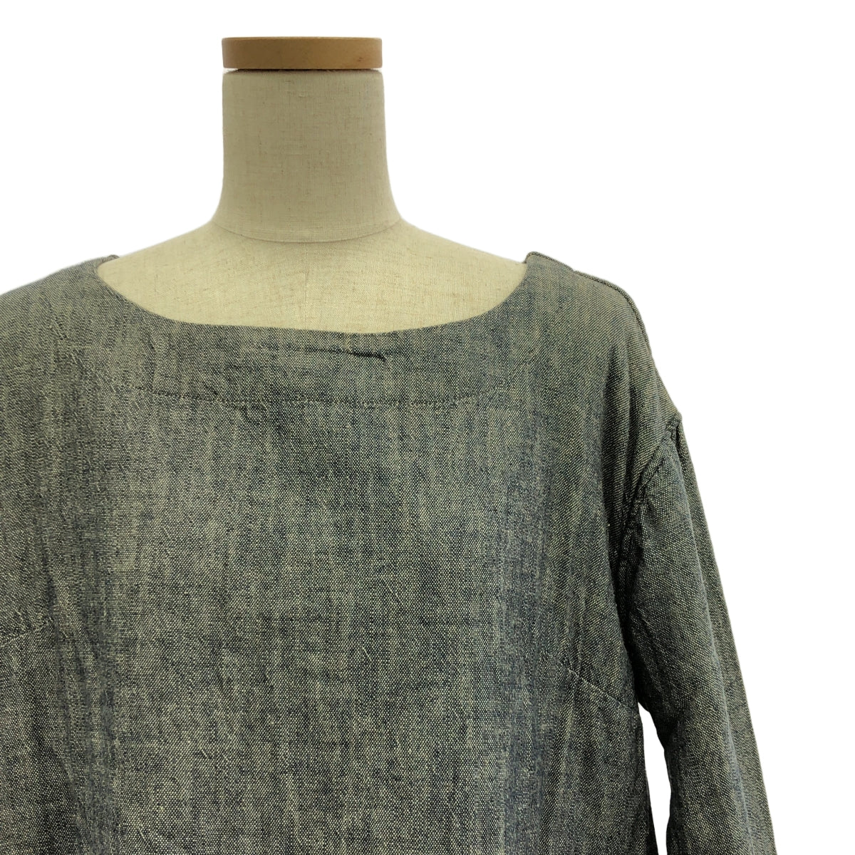 45r / フォーティファイブアール | コットン ノーカラー デニム ワンピース | S | ブルー | レディース