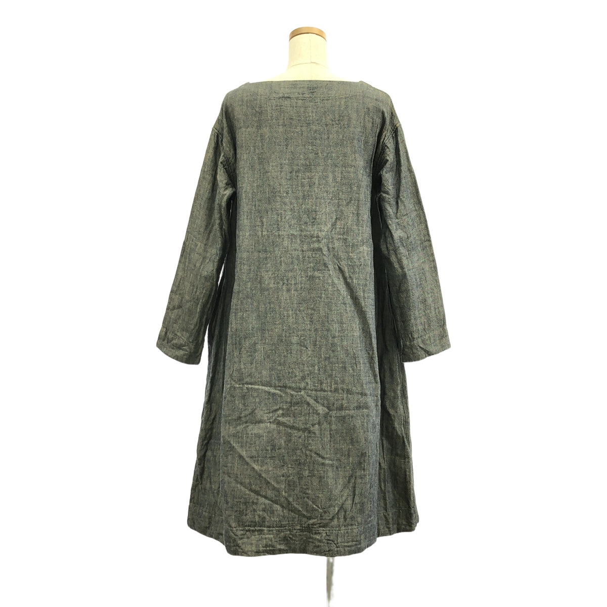 45r / フォーティファイブアール | コットン ノーカラー デニム ワンピース | S | ブルー | レディース