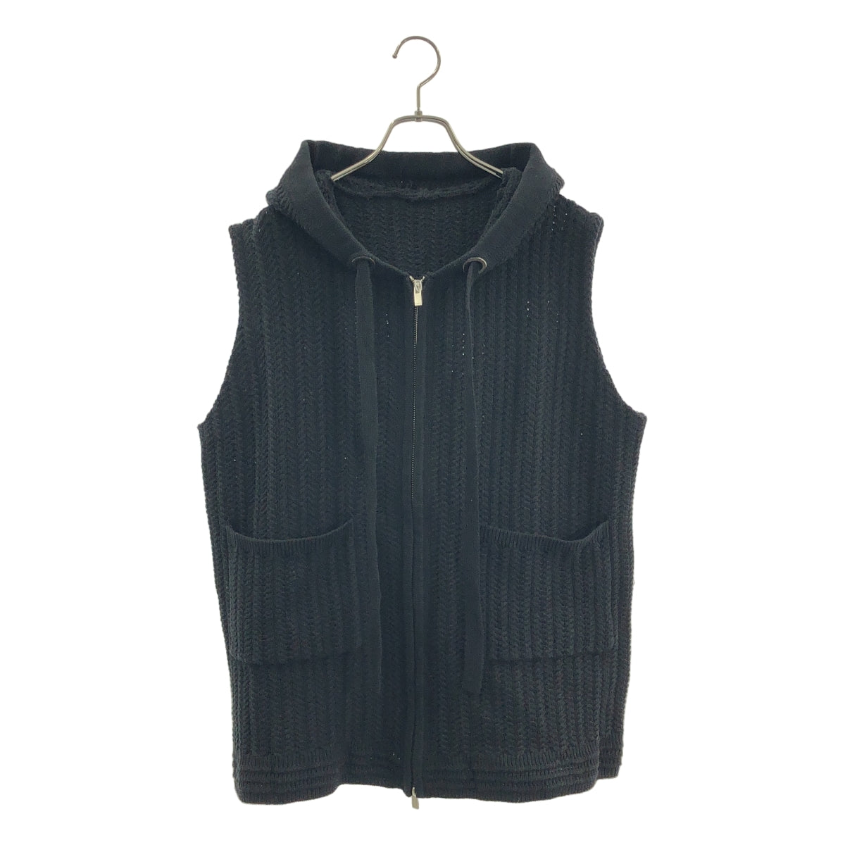【美品】  AMERI / アメリ | OVERSIZED KNIT HOODY VEST オーバーサイズ ニット フーディ ベスト | F | ブラック | レディース