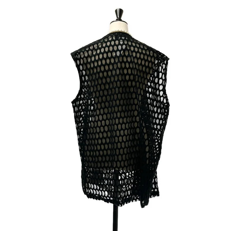 JUNYA WATANABE COMME des GARCONS / ジュンヤワタナベ | 2023SS | 変形 パール装飾  カットアウト チュール ブラウス | M | レディース