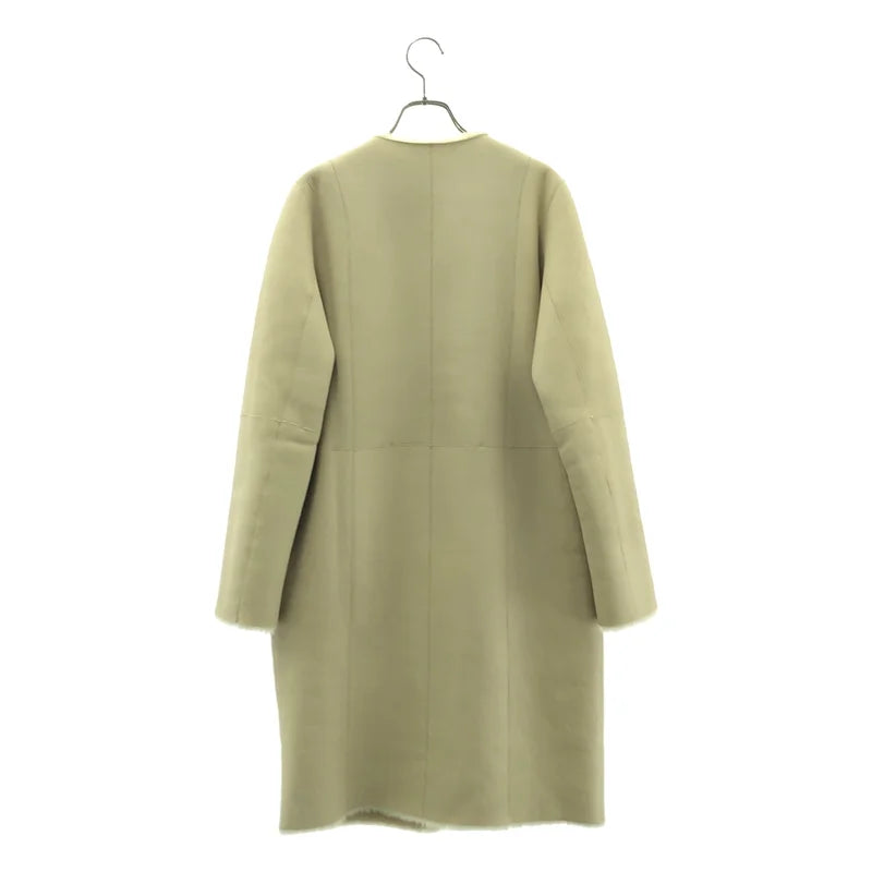 UNITED ARROWS / ユナイテッドアローズ | リアルムートンレザー ボア ノーカラー コート | 38 | レディース