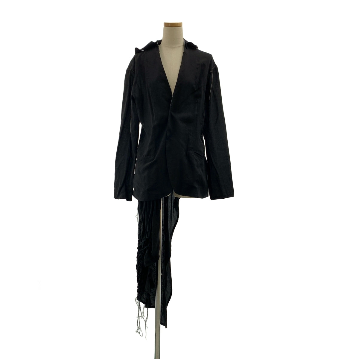 YOHJI YAMAMOTO +NOIR / ヨウジヤマモトプリュスノアール | 2015SS | 変形 アシンメトリー ステッチワーク ロング ジャケット | 2 | レディース