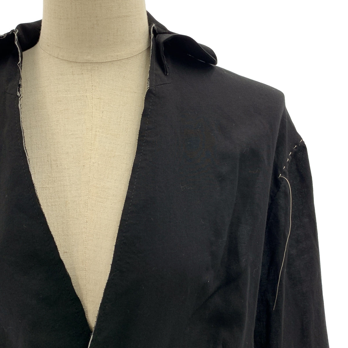 YOHJI YAMAMOTO +NOIR / ヨウジヤマモトプリュスノアール | 2015SS | 変形 アシンメトリー ステッチワーク ロング ジャケット | 2 | レディース