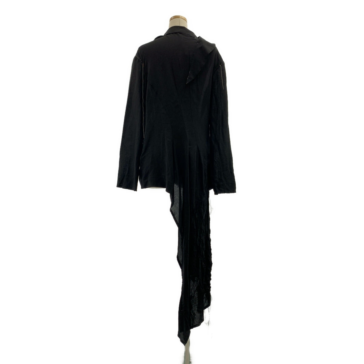 YOHJI YAMAMOTO +NOIR / ヨウジヤマモトプリュスノアール | 2015SS | 変形 アシンメトリー ステッチワーク ロング ジャケット | 2 | レディース