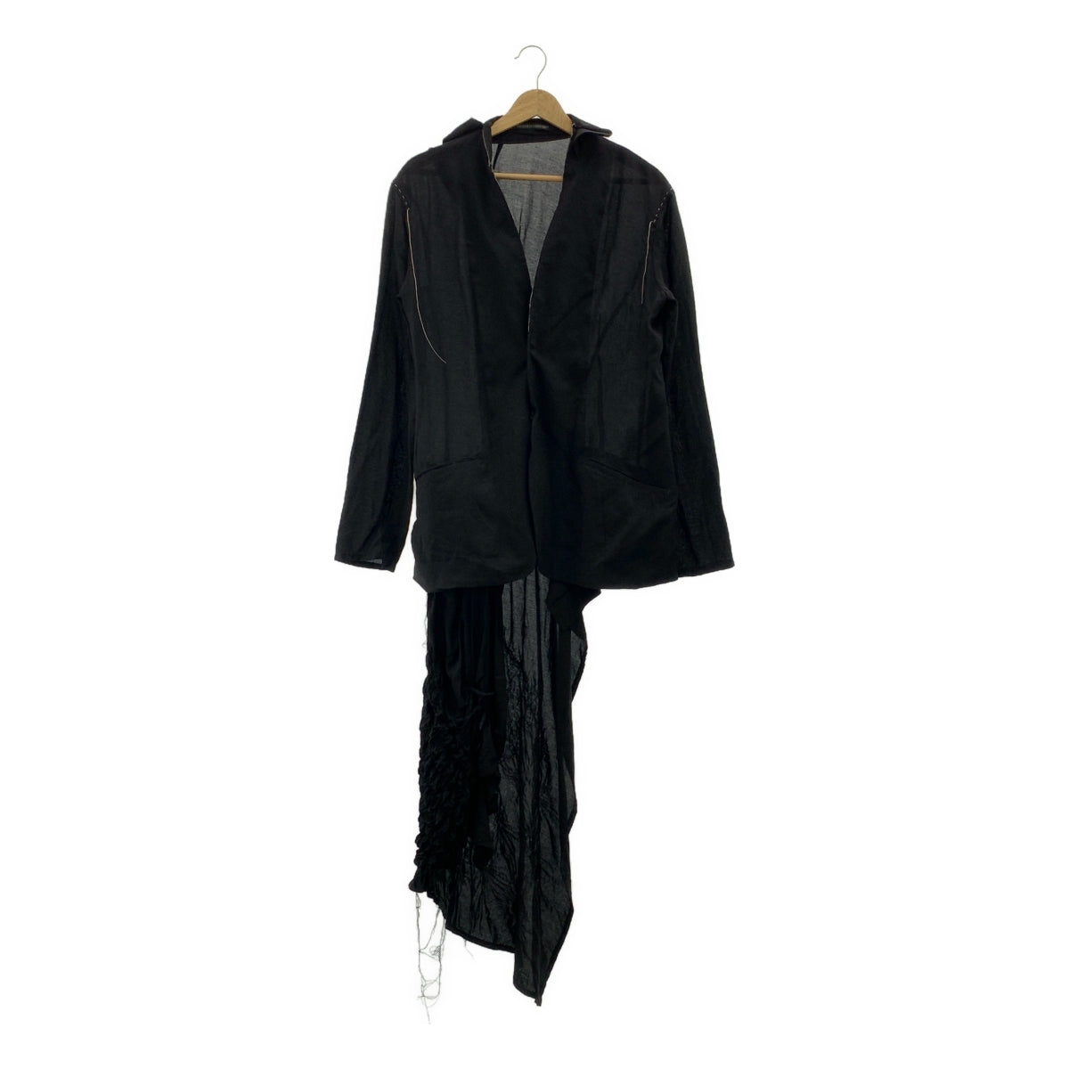 YOHJI YAMAMOTO +NOIR / ヨウジヤマモトプリュスノアール | 2015SS | 変形 アシンメトリー ステッチワーク ロング ジャケット | 2 | レディース