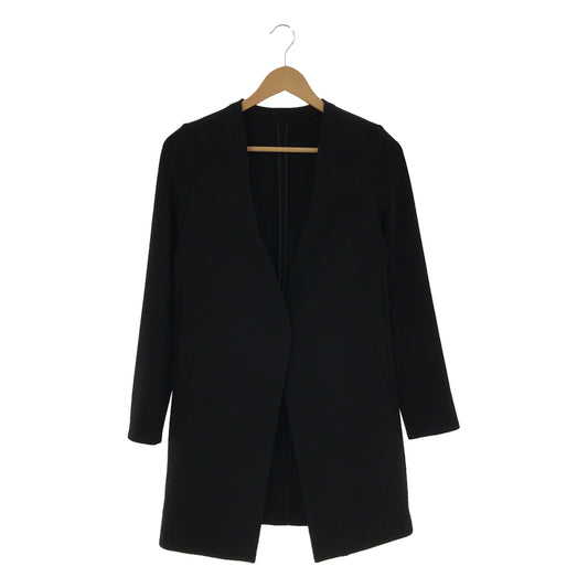 [Good Condition] SOEJU | Stretch Fine Long No Collar Jacket | S | Black | Women's