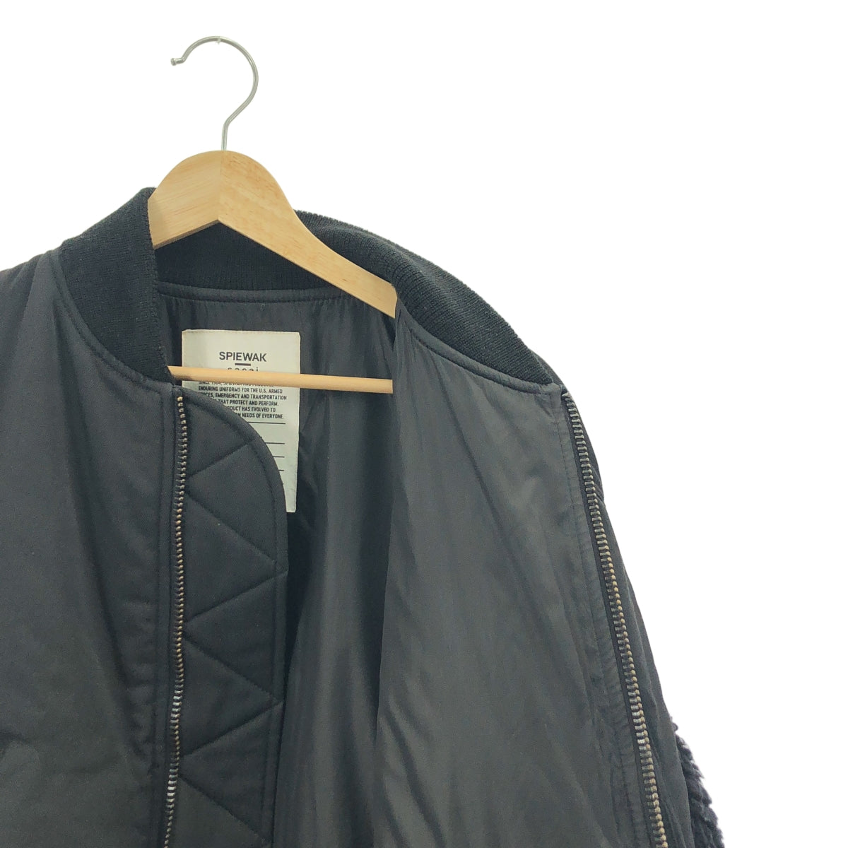 sacai | 2024 秋冬 | x SPIEWAK / MA-1 Blouson 羊毛襯裡加厚外套 | 尺寸 2 | 黑色 | 女款