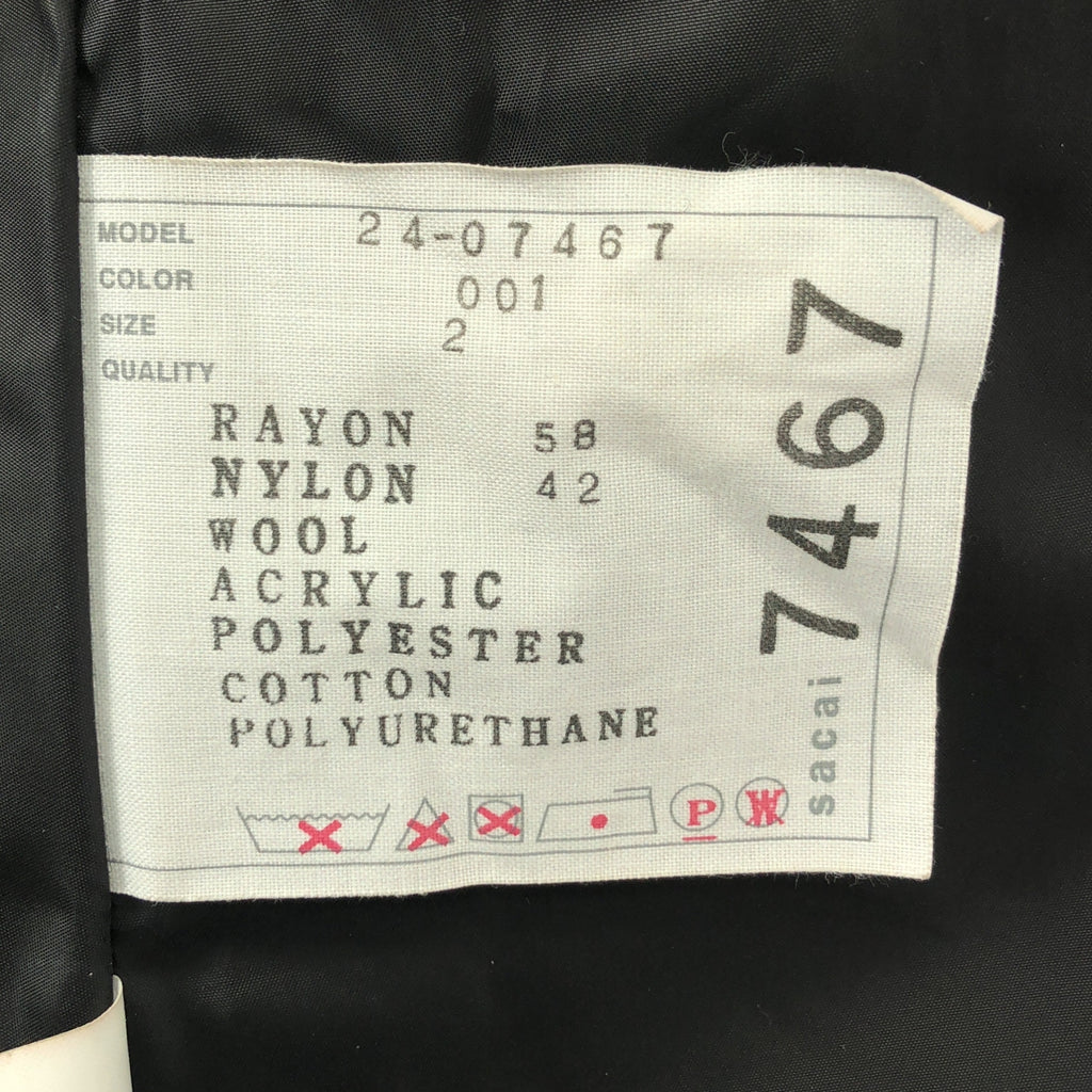 sacai | 2024 秋冬 | x SPIEWAK / MA-1 Blouson 羊毛襯裡加厚外套 | 尺寸 2 | 黑色 | 女款