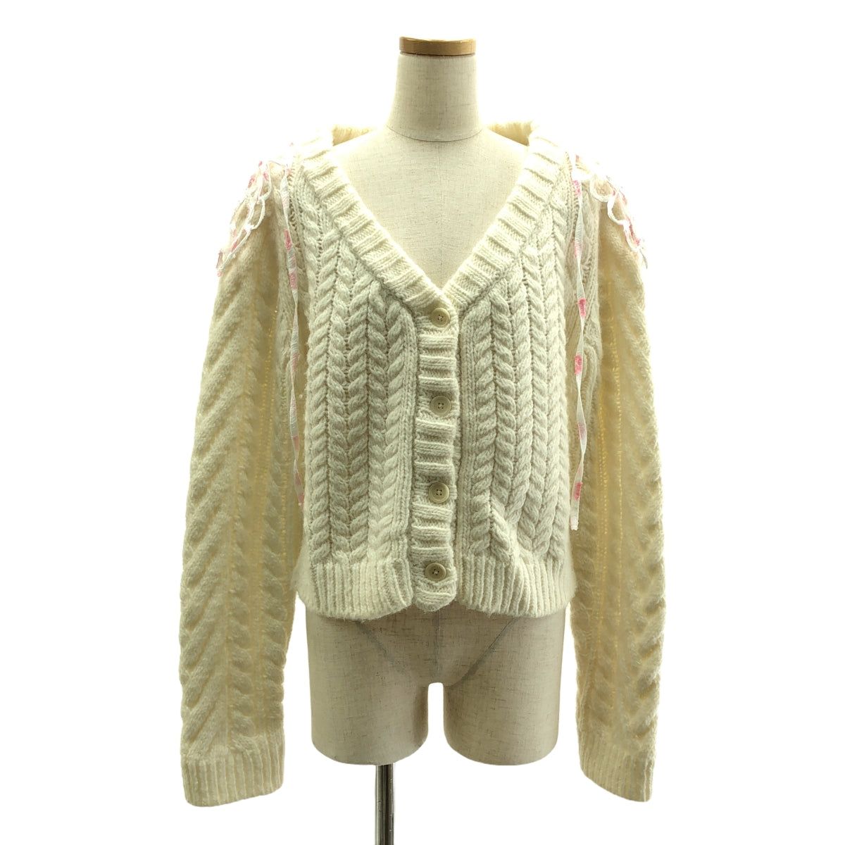 【美品】  Cecilie Bahnsen / セシリーバンセン | 2021SS | MILO CARDIGAN カーディガン | M/L | ホワイト/ピンク | レディース
