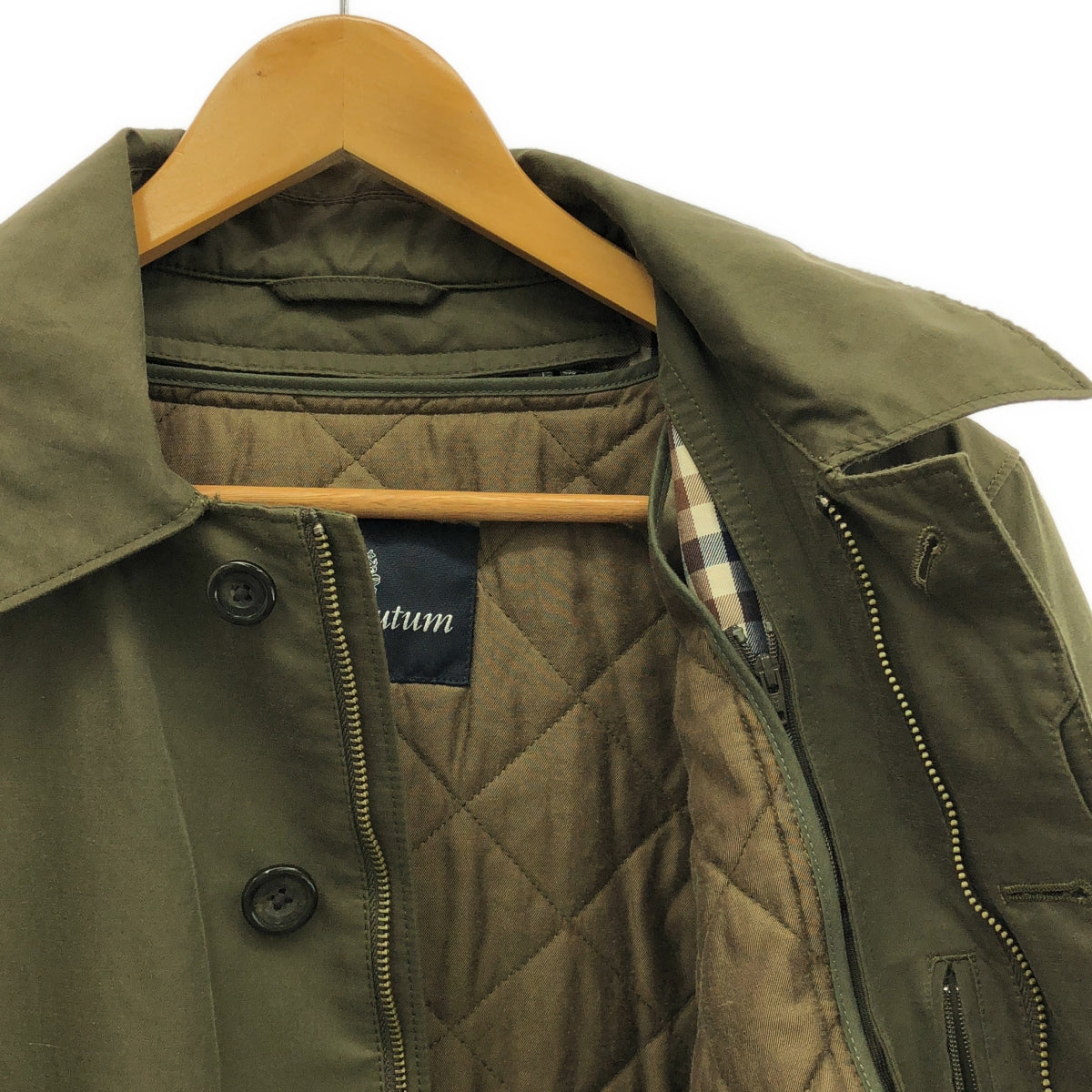 AQUASCUTUM / アクアスキュータム | ライナー付 コットンナイロンクロス フーデッド ジャケット | 34 | オリーブ | メンズ
