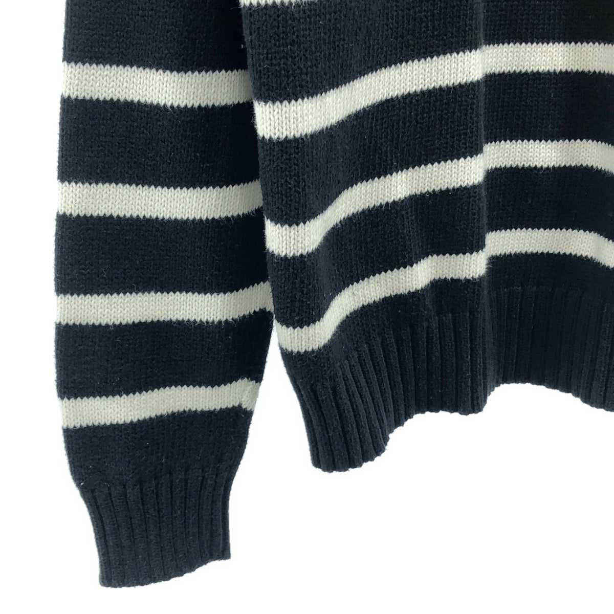 POLO BY RALPH LAUREN / 폴로바이랄 플로렌 | 크루넥 테두리 코튼 니트 | L | 블랙 / 화이트 | 남성