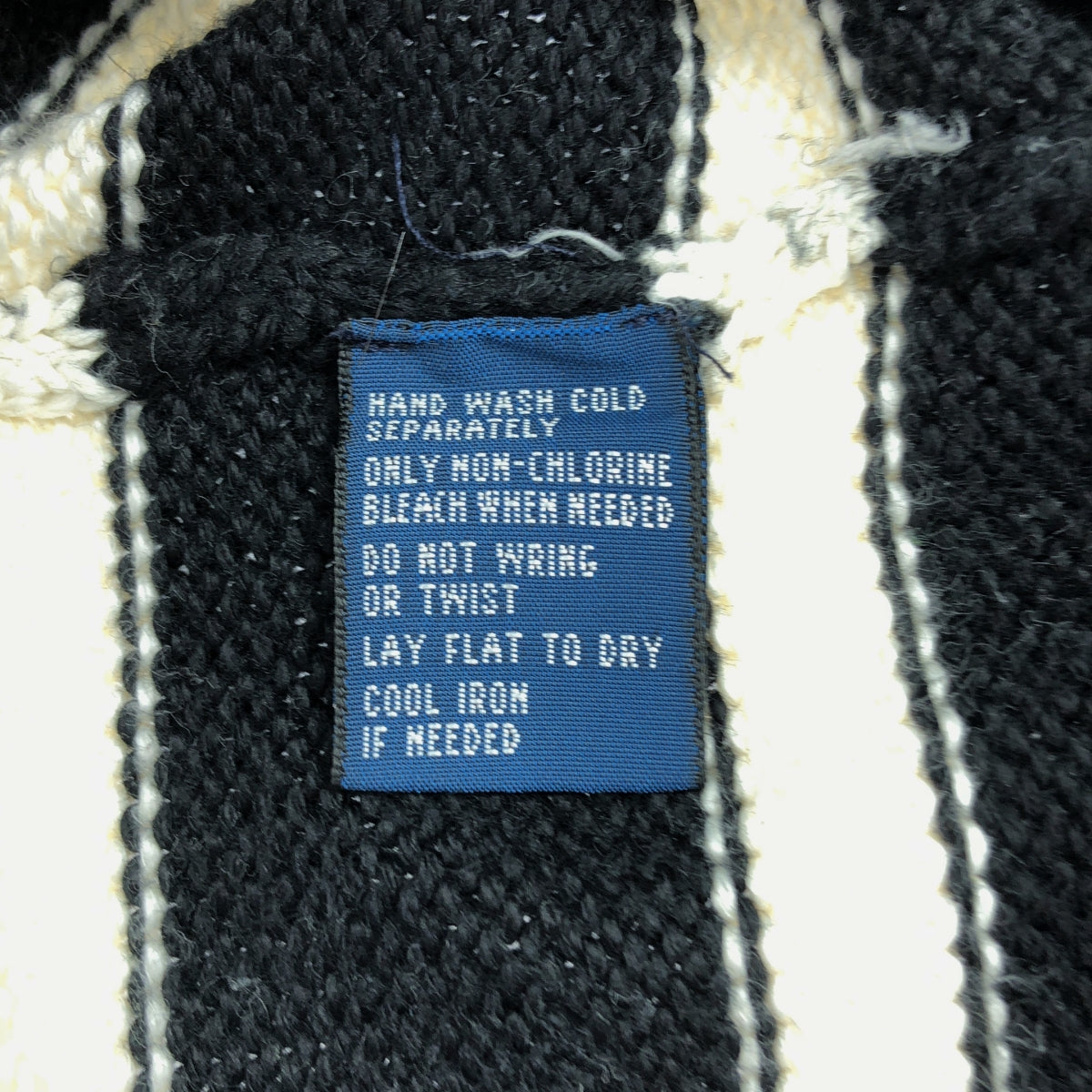 POLO BY RALPH LAUREN / 폴로바이랄 플로렌 | 크루넥 테두리 코튼 니트 | L | 블랙 / 화이트 | 남성