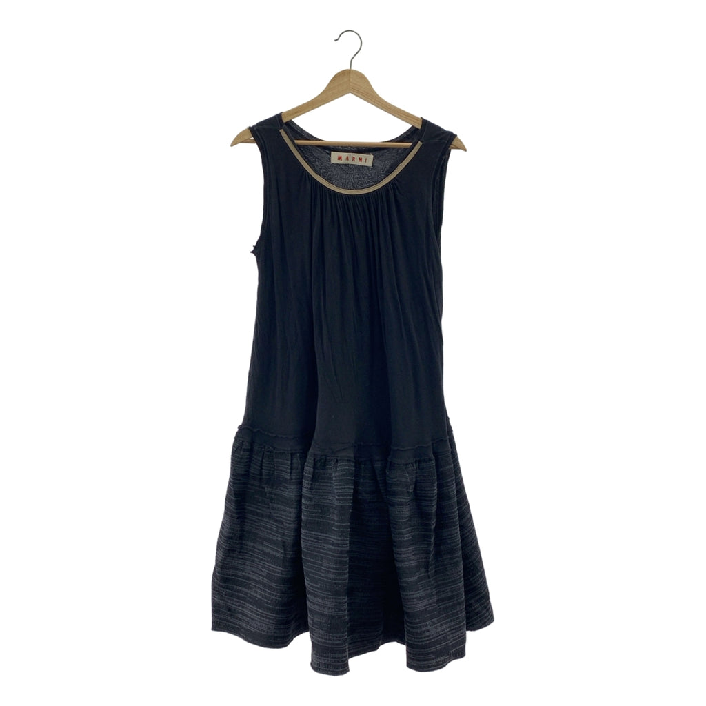 MARNI / 마르니 | 코튼 다른 소재 전환 민소매 원피스 | 40 |