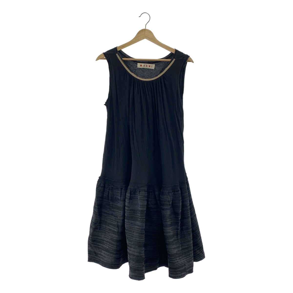 MARNI / 마르니 | 코튼 다른 소재 전환 민소매 원피스 | 40 |