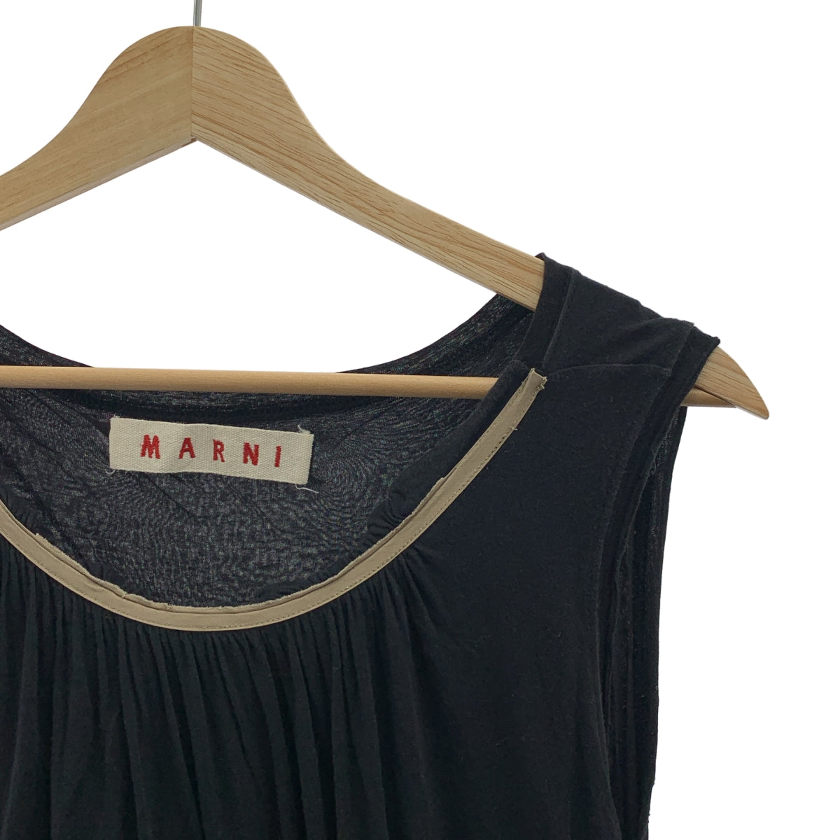 MARNI / 마르니 | 코튼 다른 소재 전환 민소매 원피스 | 40 |