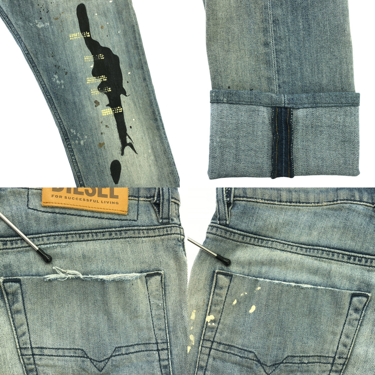 DIESEL / ディーゼル | 2020SS | TEPPHAR-X 0097M ダメージ&ペイント加工 ストレッチ スキニー デニムパンツ | W28 L32 | インディゴ | メンズ