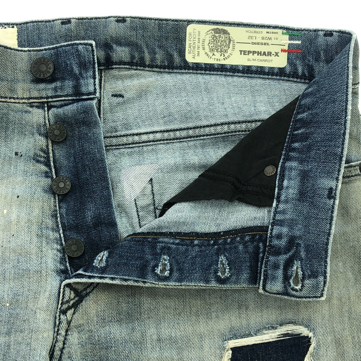 DIESEL / ディーゼル | 2020SS | TEPPHAR-X 0097M ダメージ&ペイント加工 ストレッチ スキニー デニムパンツ | W28 L32 | インディゴ | メンズ