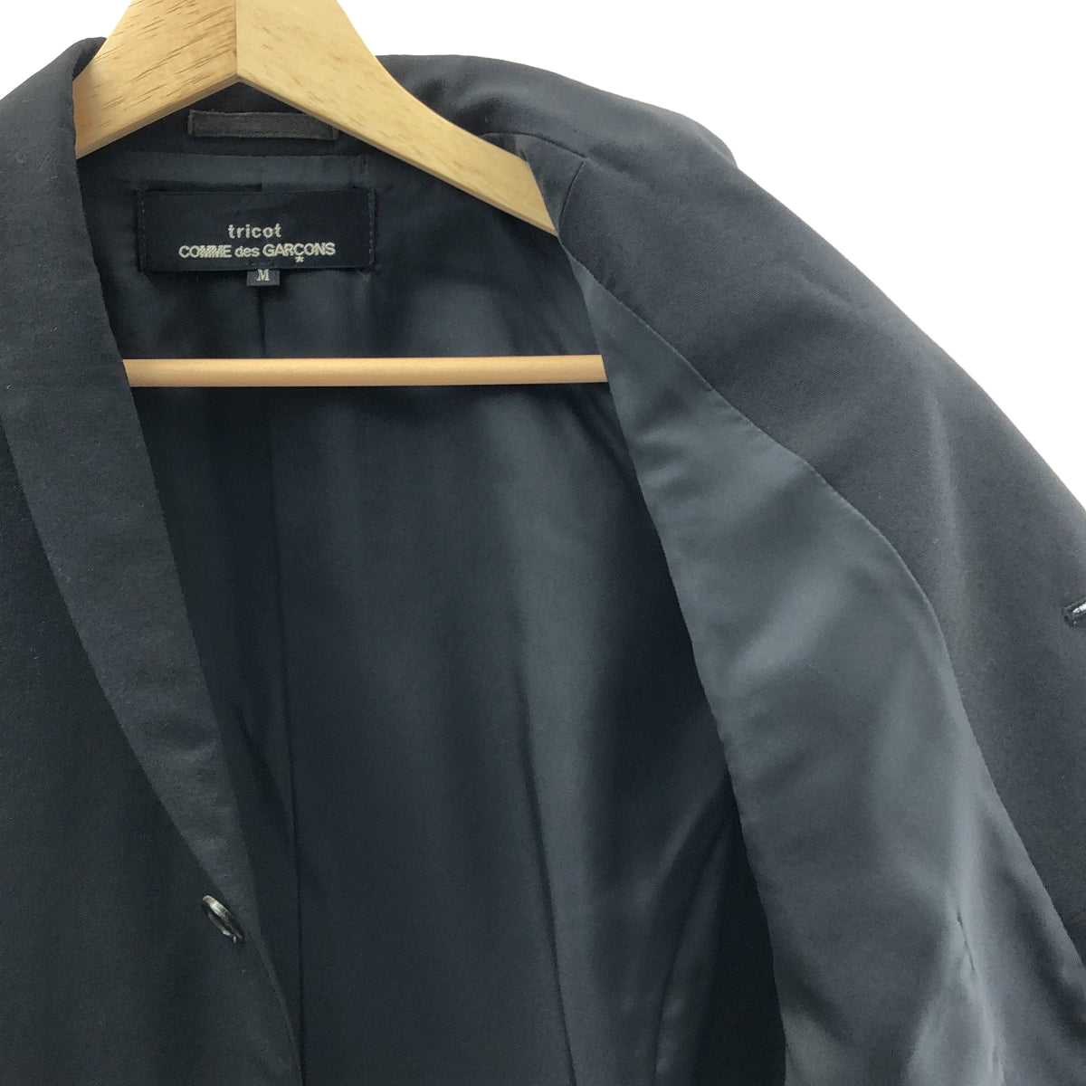tricot COMME des GARCONS / 트리코콤 데 갤슨 | AD1991 | 빈티지 울 개바 숄 컬러 3B 테일러드 재킷 | M | 블랙 | 여성