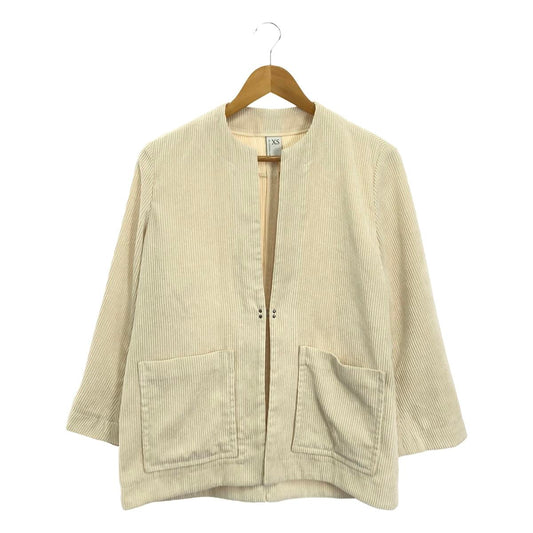 NO CONTROL AIR | Polyester Corduroy No Collar Jacket | XS | Ivory | Women's