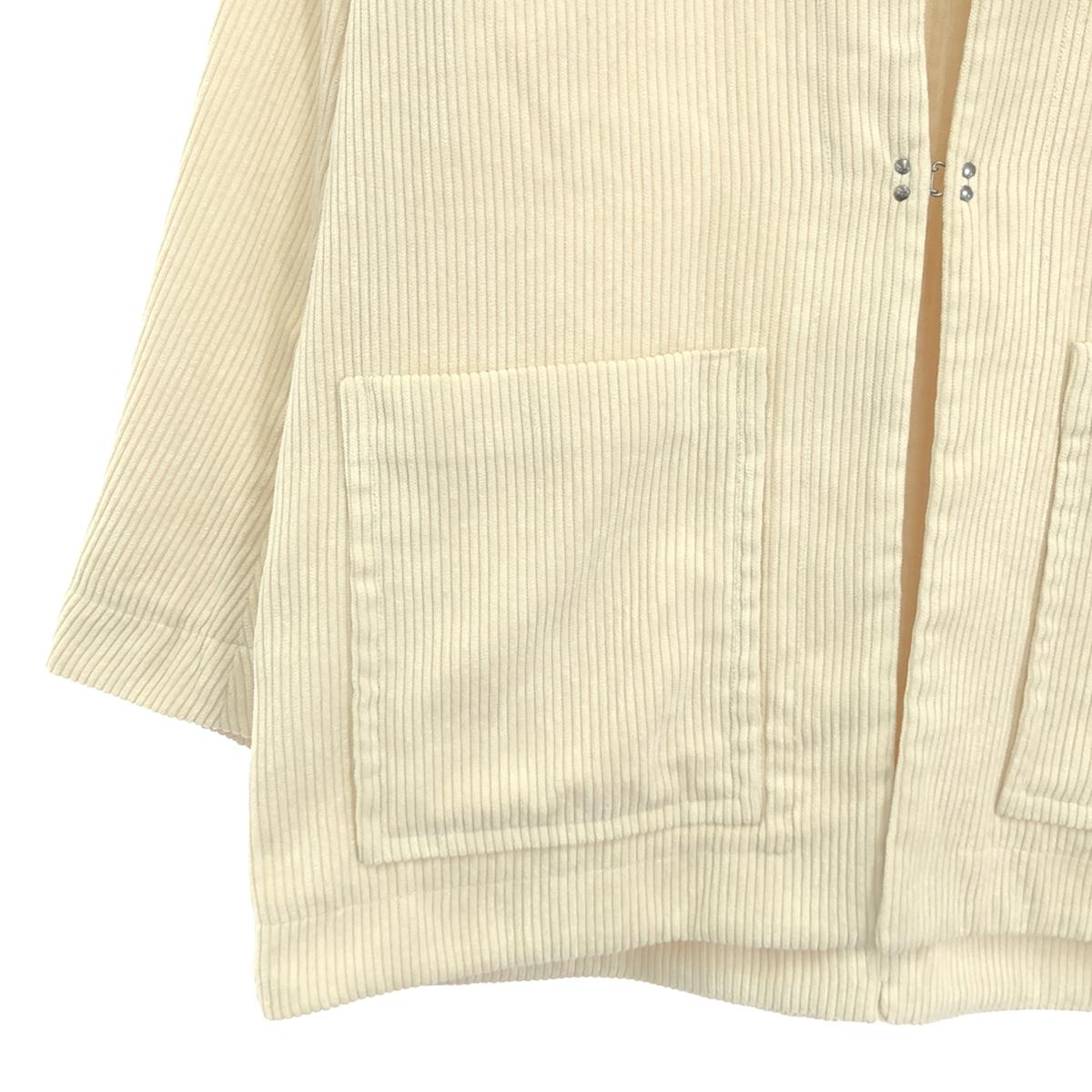 NO CONTROL AIR | Polyester Corduroy No Collar Jacket | XS | Ivory | Women's