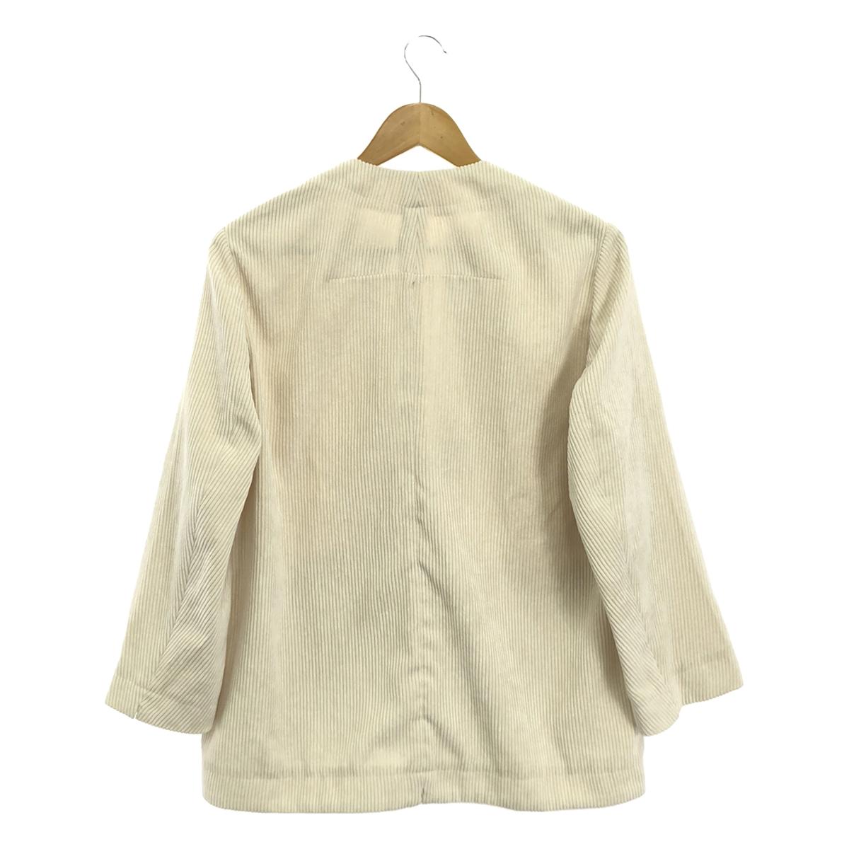 NO CONTROL AIR | Polyester Corduroy No Collar Jacket | XS | Ivory | Women's