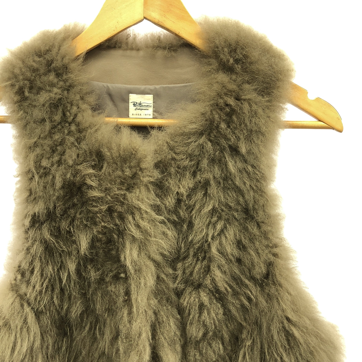 [Good Condition] Ron Herman | Goat fur leather switch hook-type over vest / Fully lined | XS | Brown | Women's