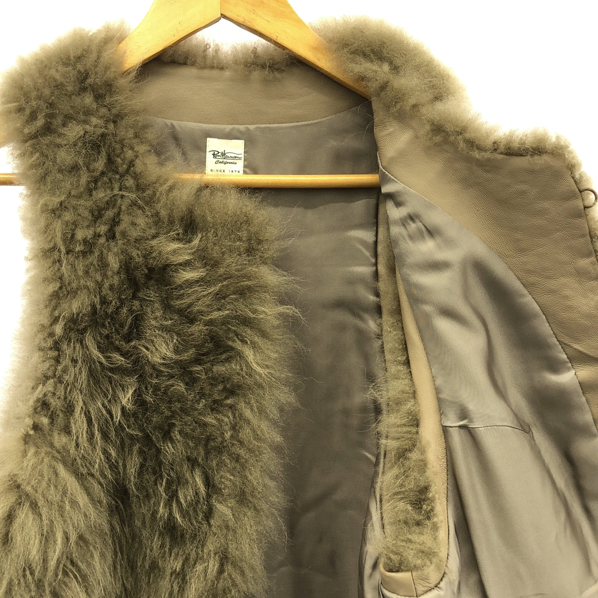 [Good Condition] Ron Herman | Goat fur leather switch hook-type over vest / Fully lined | XS | Brown | Women's